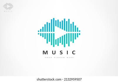 Wave sound and play logo vector. Audio equalizer logo.