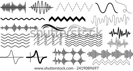 Wave and Sound waves vector set, audio technology illustration. Perfect for music, sound engineering, audio visualization graphics