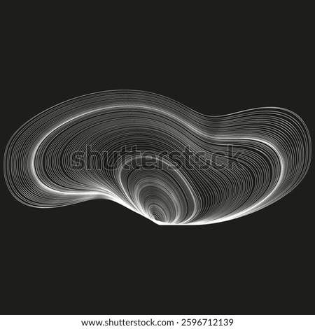 Wave spiral icons. White vector symbols. Black background design. Curved line shapes.