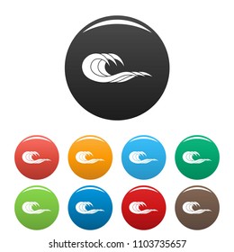 Wave splashing icon. Simple illustration of wave splashing vector icons set color isolated on white