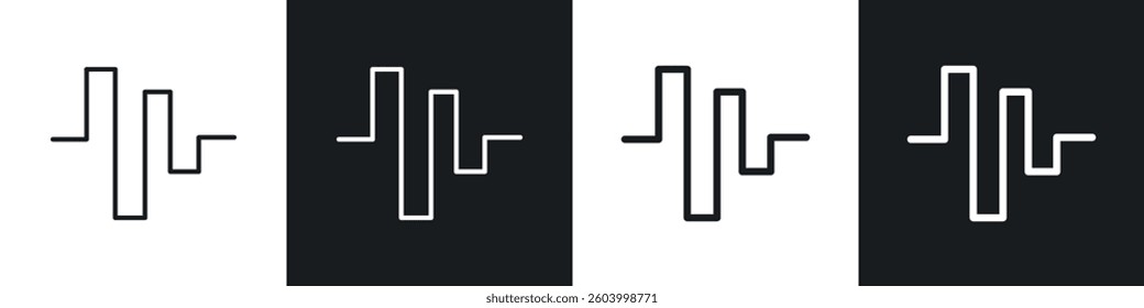 Wave square icon symbol collection on white background.