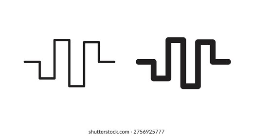 Wave square icon vector pack. Thin linear and black flat style.