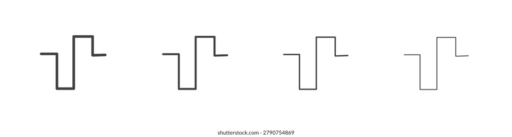 Wave square icons, thin line symbols on white background