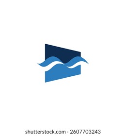 wave square logo, blue color, square corporate