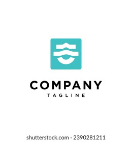 Wave square sunset logo icon vector template