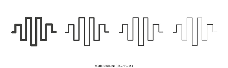 Wave square vector icon set in black and white color.
