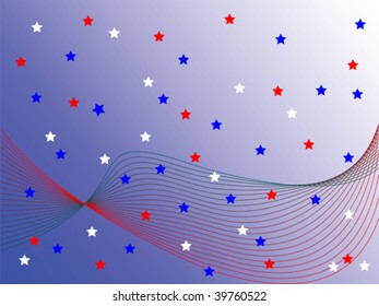 wave and stars, abstract vector art illustration; easy to change colors and background