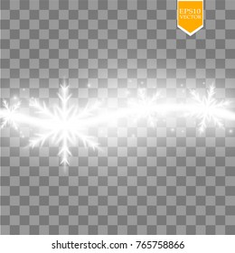 Wave stars and snowflakes trail effect on transparent background. Abstract light painting vector Illustration. eps 10