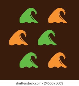 wave stickers in green and orange