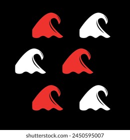 wave stickers in red and white