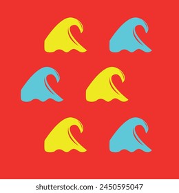 wave stickers in yellow and blue