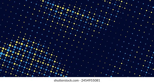 Wave of streaming particles on a light blue background. Abstract background with dynamic elements of waves and dots