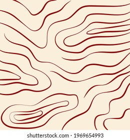 Wave stripe abstract background. Vector color texture. Red curly lines.