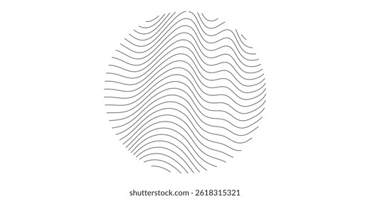 Wave Stripe Background - simple circle texture for your design. Empty round urban cover. Distressed aged guilloche circularbackdrop. EPS10 vector.