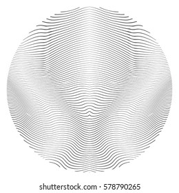 Wave Stripe Background - simple circle texture for your design. Empty round urban cover. Distressed aged guilloche circularbackdrop. EPS10 vector.