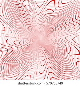 Wave Stripe Burst Background - simple red color texture for your design. Empty abstract hypnotic texture. EPS10 vector.
