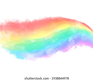 Wave striped line watercolor  rainbow vector abstract background, art design banner, party wallpaper. Vivid nature colour drawing card, cover, texture, scrapbook