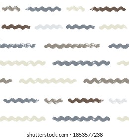 Wave stripes pattern, grunge sea stripe seamless background, brown and grey hand drawn brush strokes. vector grungy stripes, paintbrush line backdrop