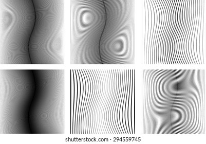 Wave Stripes . Vertical Curved Lines .
