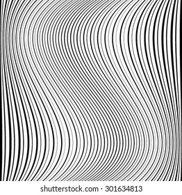 Wave Stripes . Vertical Curved Lines .