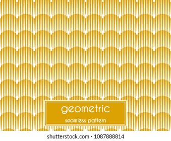 wave strips circle form geometric seamless pattern gold color background vector illustration
