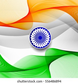 Wave style Indian flag theme background design