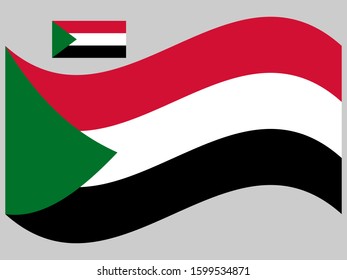 Wave Sudan Flag Vector illustration eps 10