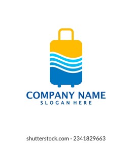 Wave Suitcase logo design vector. Suitcase logo design template concept