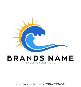 Wave and sun illustration vector logo