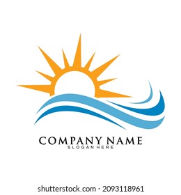 Wave and sun logo design