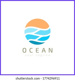 Wave and sun logo design in abstract form