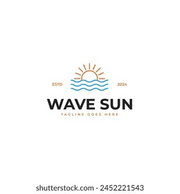 Wave with sun logo design illustration idea