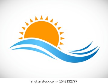 wave with sun logo icon