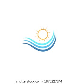 Plantilla de diseño de iconos de logotipo de onda y sol