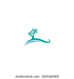 Wave and sun logo icon design template