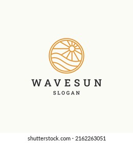 Wave sun logo icon design template vector illustration