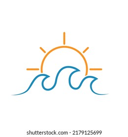 Wave and sun logo icon illustration