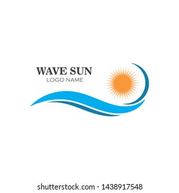 wave sun logo icon vector illustration design template
