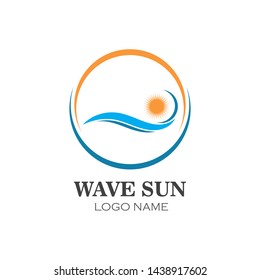 wave sun logo icon vector illustration design template