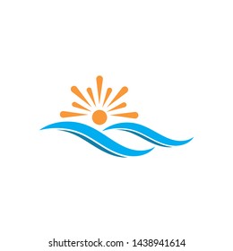 wave sun logo icon vector illustration design template