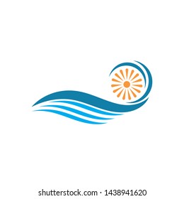 wave sun logo icon vector illustration design template