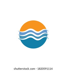 wave sun logo icon vector illustration design template