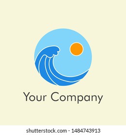 wave and sun logo. surf company logo vector