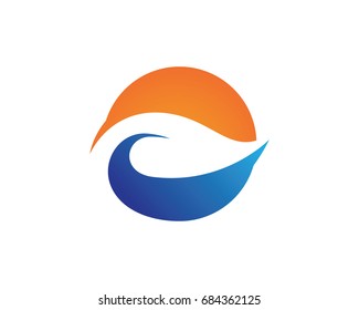 Wave and sun logo and symbols