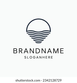 diseño de logotipo de ola sun sea diseño de forma redonda abstracta aislada icono vector