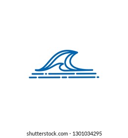 Wave and Sun sign vector  design logo template