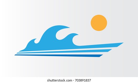 wave and sun vector background