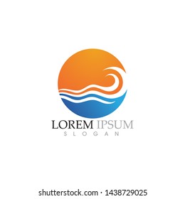  wave and sun vector illustration  logo