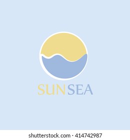 Wave and sun vector symbol. Sun & Sea. Vacation Time logo design. Vector Illustration.Eps 8
