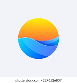 WAVE- UND SUNSET-DESIGIGIGN MIT FARBFARBE, DIE FÜR SOMMER-ELEMENTE GEEIGNETEN FARBEN